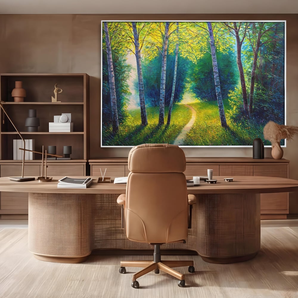Tablou Canvas Premium LuxCanva® A1234, Aleea Din Padure , Decorativ, Living, Natura, Verde, Copaci, Iarba, Arbori, Dormitor, Culori Vibrante