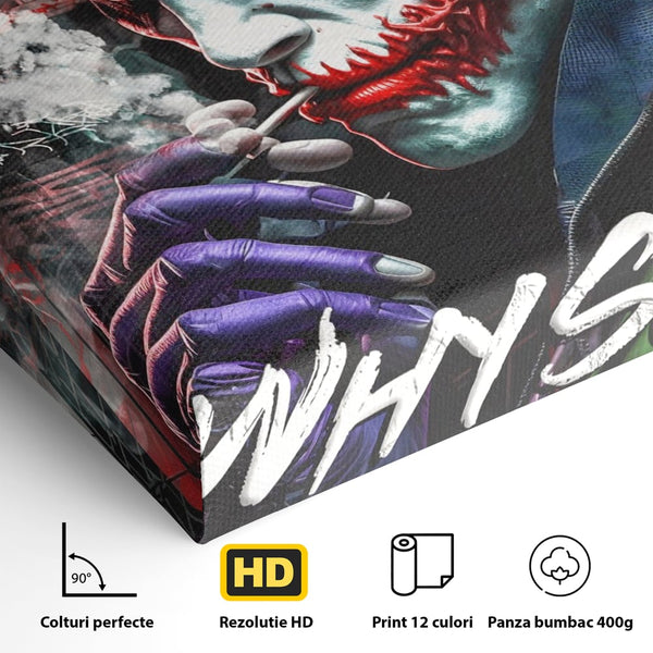 Tablou Canvas Premium LuxCanva® A1235, Why So Serios? , Decorativ, Living, Joker, Film, Actor, Thriller, Dormitor, Culori Vibrante