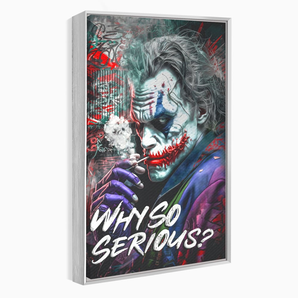 Leinwandbilder Premium LuxCanva® A1235, Warum so ernst, Dekorativ, Wohnen, Joker, Film, Schauspieler, Thriller, Schlafzimmer, Kräftige Farben