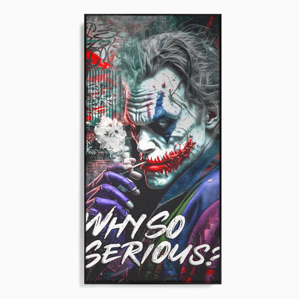 Leinwandbilder Premium LuxCanva® A1235, Warum so ernst, Dekorativ, Wohnen, Joker, Film, Schauspieler, Thriller, Schlafzimmer, Kräftige Farben
