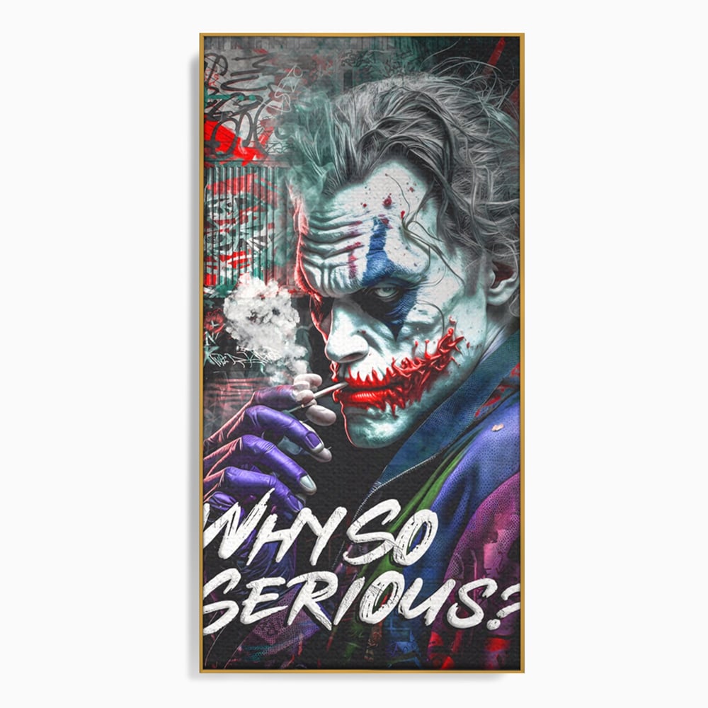 Leinwandbilder Premium LuxCanva® A1235, Warum so ernst, Dekorativ, Wohnen, Joker, Film, Schauspieler, Thriller, Schlafzimmer, Kräftige Farben