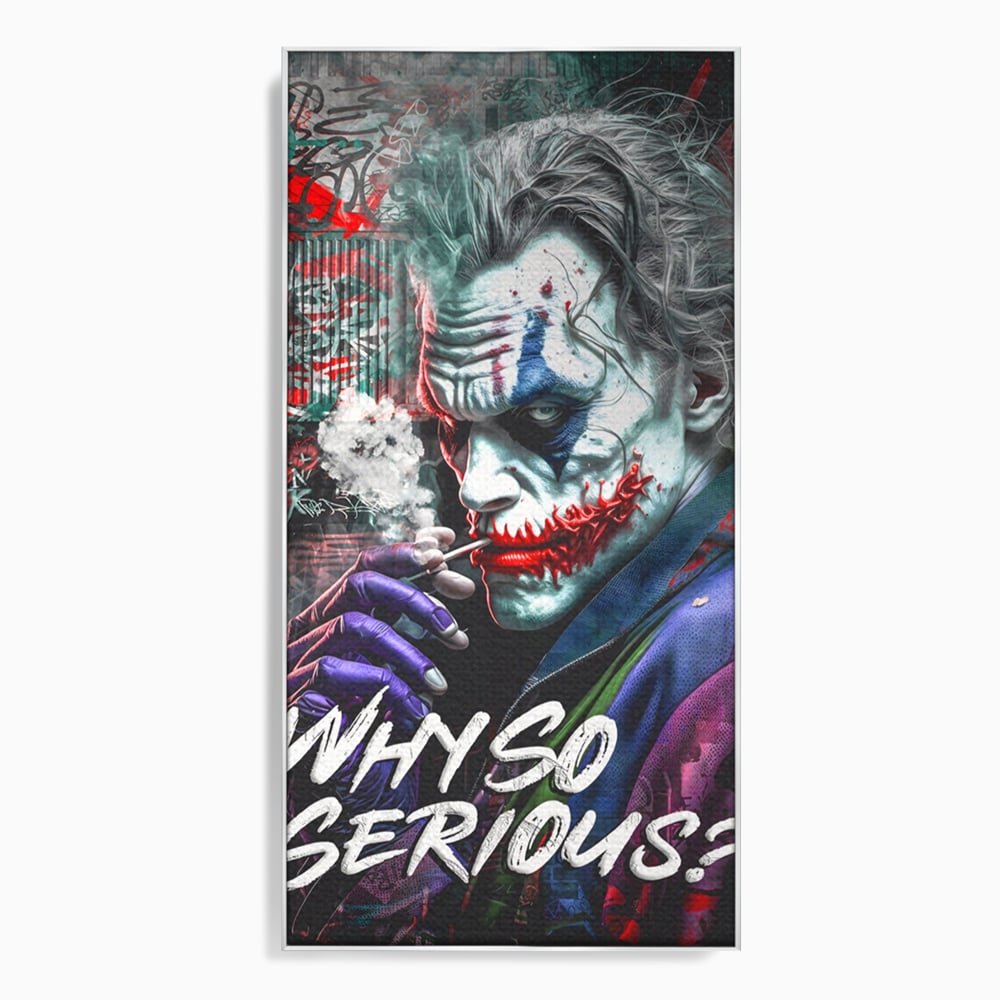 Leinwandbilder Premium LuxCanva® A1235, Warum so ernst, Dekorativ, Wohnen, Joker, Film, Schauspieler, Thriller, Schlafzimmer, Kräftige Farben