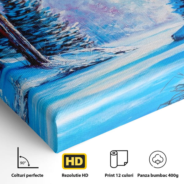 Tablou Canvas Premium LuxCanva® A1236, Peisaj De Iarna ,  Decorativ, Living, Padure, Zapada, Natura, Fulgi De Nea, Dormitor, Culori Vibrante