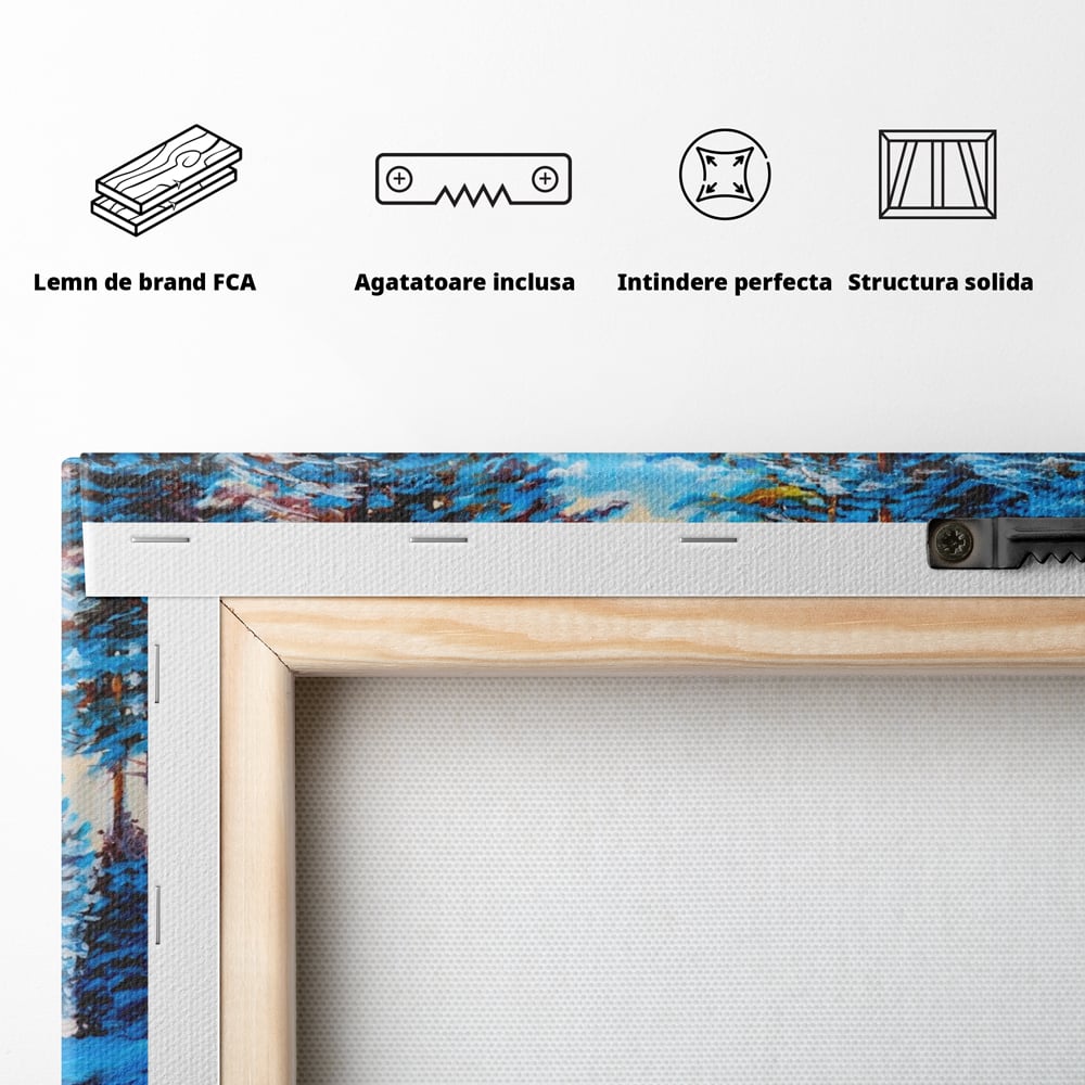 Tablou Canvas Premium LuxCanva® A1236, Peisaj De Iarna ,  Decorativ, Living, Padure, Zapada, Natura, Fulgi De Nea, Dormitor, Culori Vibrante