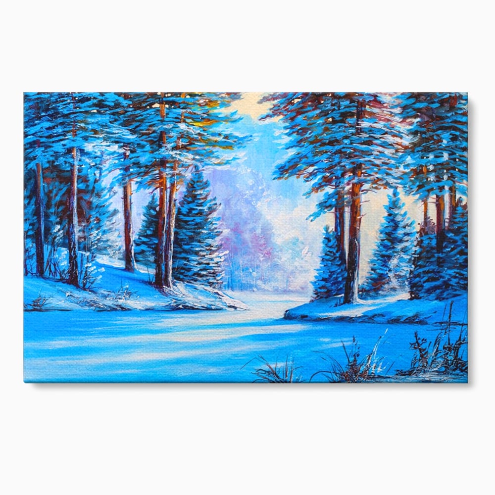 Tablou Canvas Premium LuxCanva® A1236, Peisaj De Iarna ,  Decorativ, Living, Padure, Zapada, Natura, Fulgi De Nea, Dormitor, Culori Vibrante