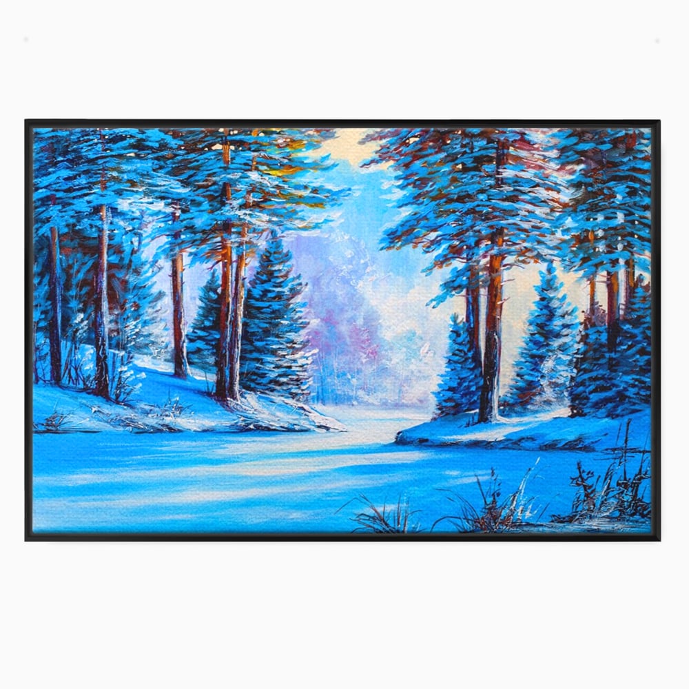 Tablou Canvas Premium LuxCanva® A1236, Peisaj De Iarna ,  Decorativ, Living, Padure, Zapada, Natura, Fulgi De Nea, Dormitor, Culori Vibrante