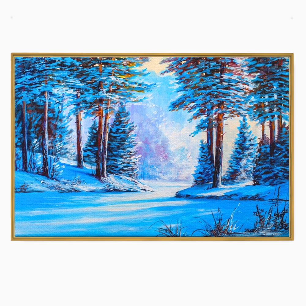 Tablou Canvas Premium LuxCanva® A1236, Peisaj De Iarna ,  Decorativ, Living, Padure, Zapada, Natura, Fulgi De Nea, Dormitor, Culori Vibrante