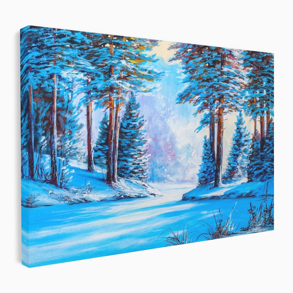 Tablou Canvas Premium LuxCanva® A1236, Peisaj De Iarna ,  Decorativ, Living, Padure, Zapada, Natura, Fulgi De Nea, Dormitor, Culori Vibrante
