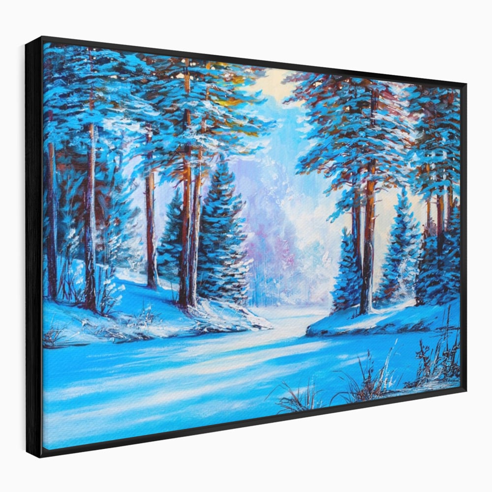 Tablou Canvas Premium LuxCanva® A1236, Peisaj De Iarna ,  Decorativ, Living, Padure, Zapada, Natura, Fulgi De Nea, Dormitor, Culori Vibrante