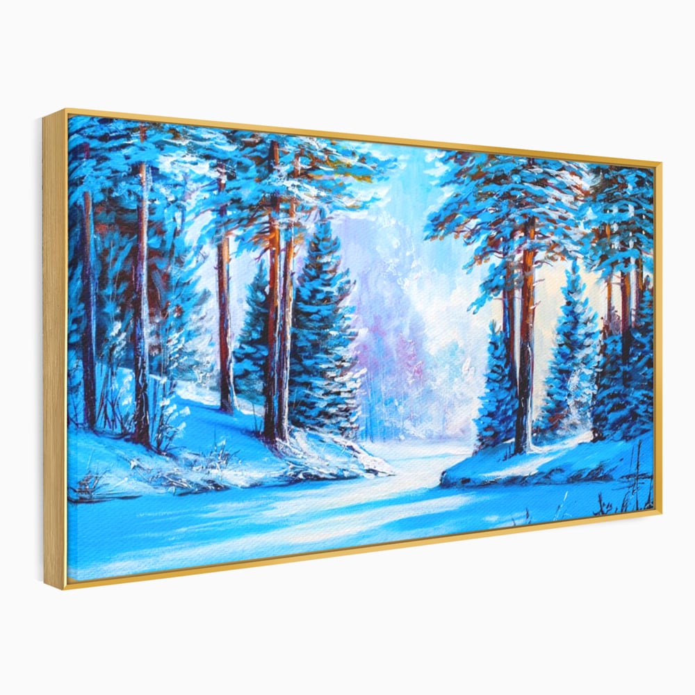Tablou Canvas Premium LuxCanva® A1236, Peisaj De Iarna ,  Decorativ, Living, Padure, Zapada, Natura, Fulgi De Nea, Dormitor, Culori Vibrante