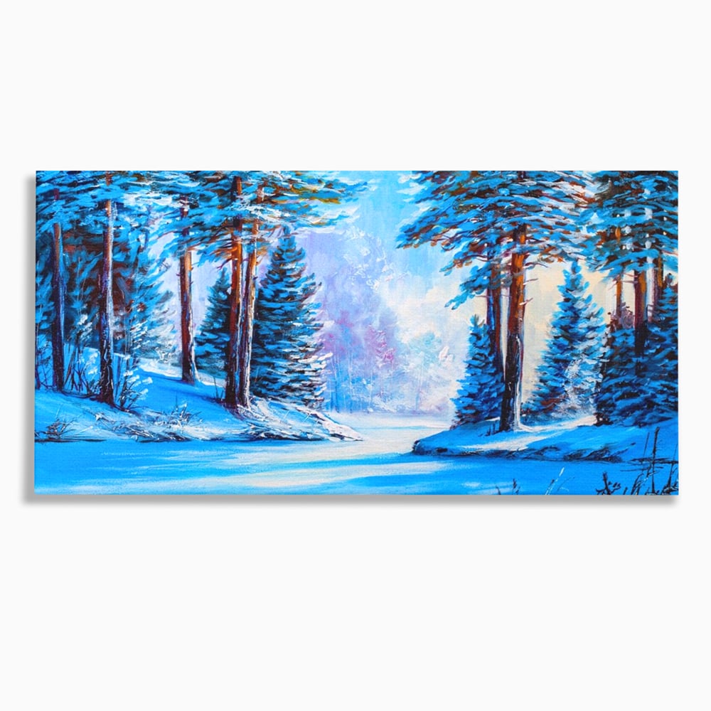 Tablou Canvas Premium LuxCanva® A1236, Peisaj De Iarna ,  Decorativ, Living, Padure, Zapada, Natura, Fulgi De Nea, Dormitor, Culori Vibrante