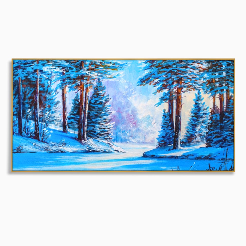 Tablou Canvas Premium LuxCanva® A1236, Peisaj De Iarna ,  Decorativ, Living, Padure, Zapada, Natura, Fulgi De Nea, Dormitor, Culori Vibrante