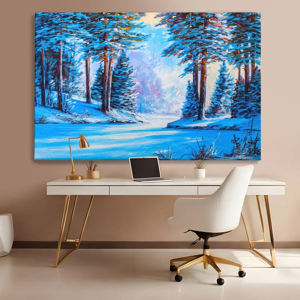 Tablou Canvas Premium LuxCanva® A1236, Peisaj De Iarna ,  Decorativ, Living, Padure, Zapada, Natura, Fulgi De Nea, Dormitor, Culori Vibrante