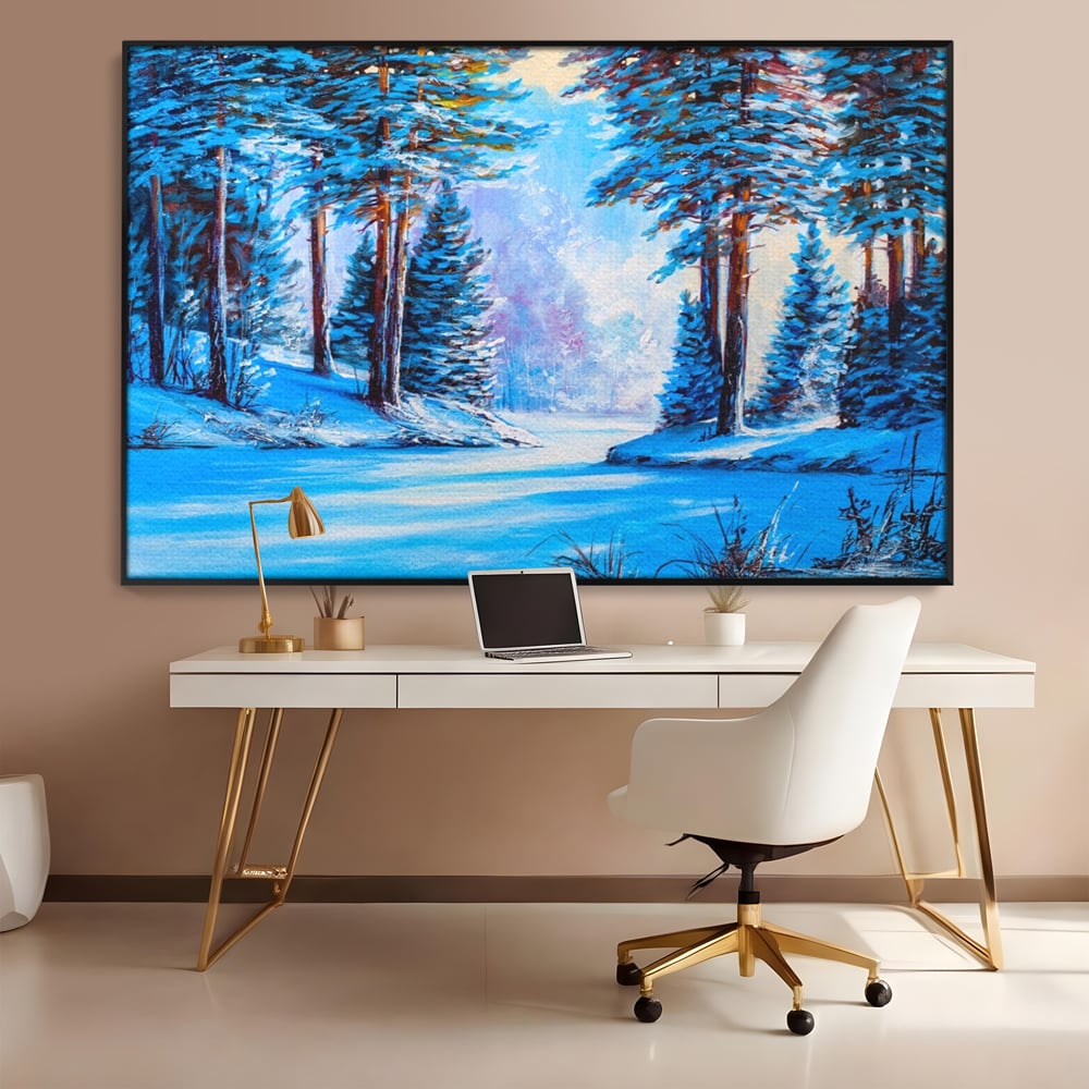 Tablou Canvas Premium LuxCanva® A1236, Peisaj De Iarna ,  Decorativ, Living, Padure, Zapada, Natura, Fulgi De Nea, Dormitor, Culori Vibrante