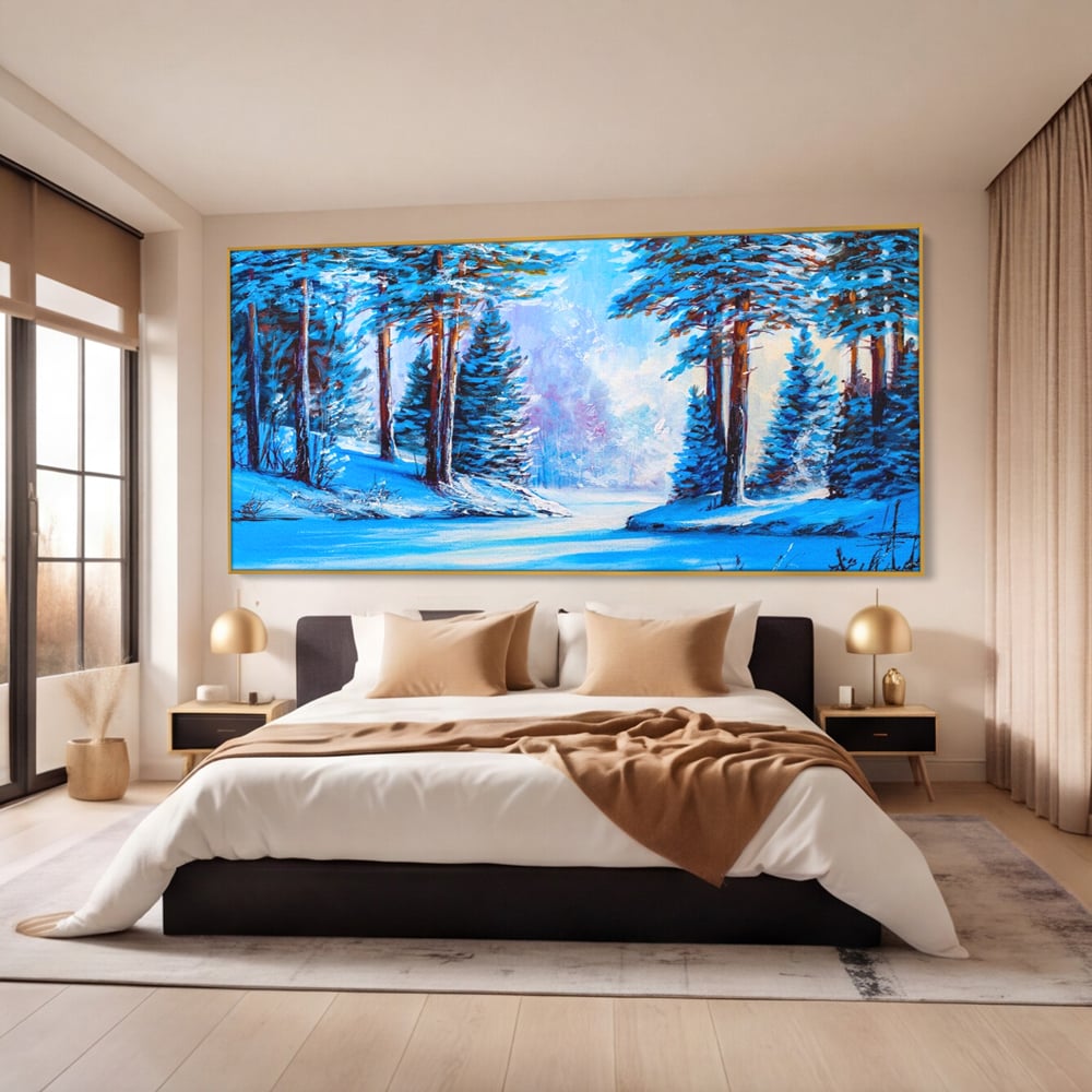 Tablou Canvas Premium LuxCanva® A1236, Peisaj De Iarna ,  Decorativ, Living, Padure, Zapada, Natura, Fulgi De Nea, Dormitor, Culori Vibrante