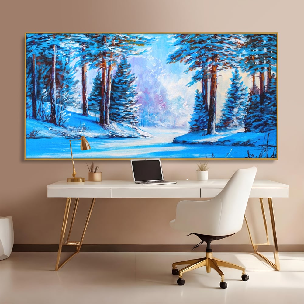Tablou Canvas Premium LuxCanva® A1236, Peisaj De Iarna ,  Decorativ, Living, Padure, Zapada, Natura, Fulgi De Nea, Dormitor, Culori Vibrante