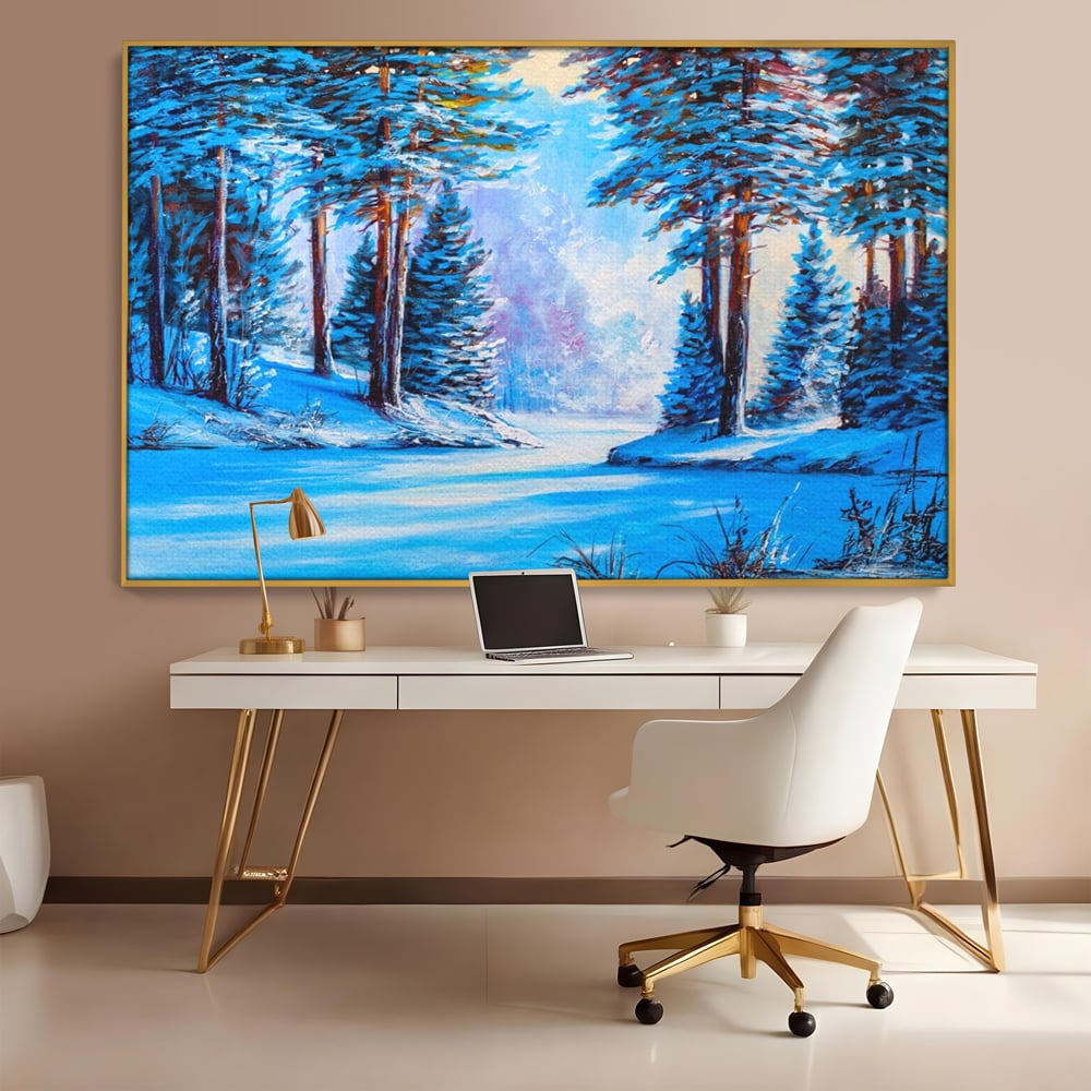 Tablou Canvas Premium LuxCanva® A1236, Peisaj De Iarna ,  Decorativ, Living, Padure, Zapada, Natura, Fulgi De Nea, Dormitor, Culori Vibrante