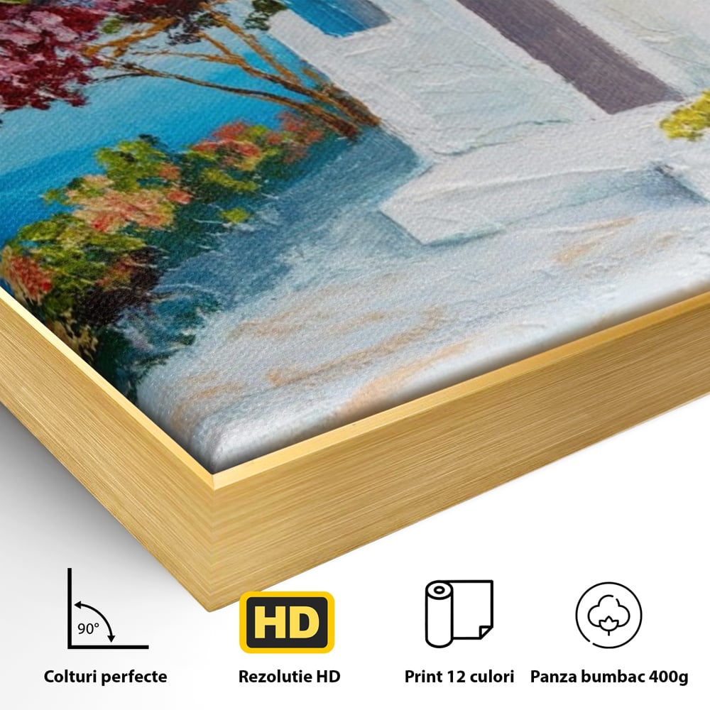 Tablou Canvas Premium LuxCanva® A1237, Copacul Cu Flori , Decorativ, Living, Arbore, Mare, Alee, Casa, Flori, Dormitor, Culori Vibrante