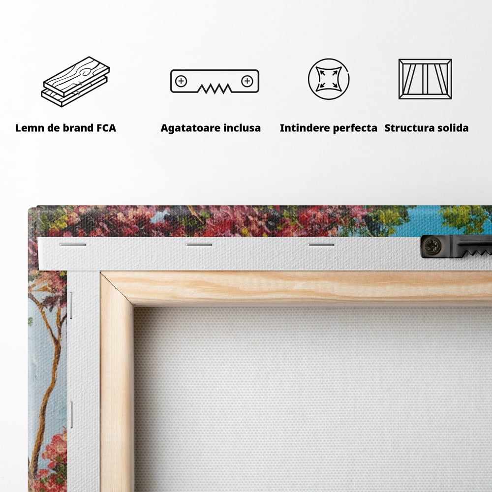 Tablou Canvas Premium LuxCanva® A1237, Copacul Cu Flori , Decorativ, Living, Arbore, Mare, Alee, Casa, Flori, Dormitor, Culori Vibrante