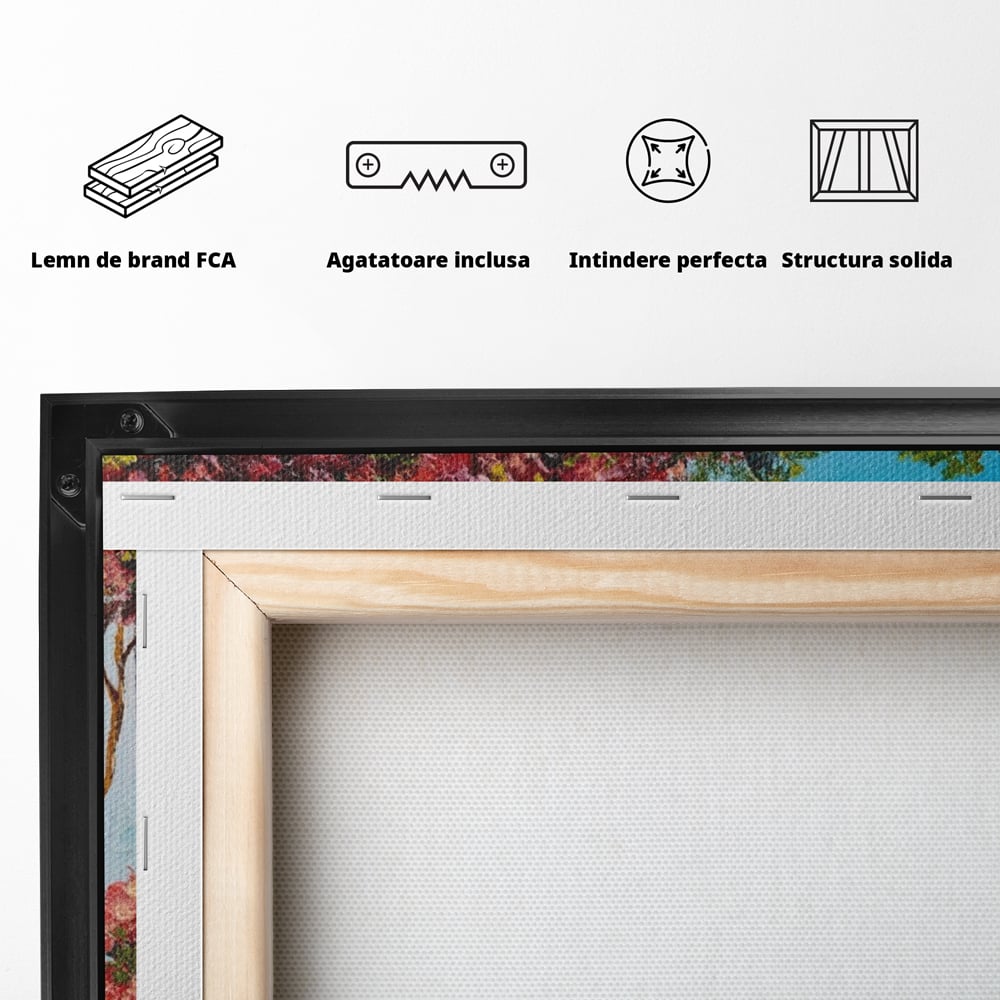 Tablou Canvas Premium LuxCanva® A1237, Copacul Cu Flori , Decorativ, Living, Arbore, Mare, Alee, Casa, Flori, Dormitor, Culori Vibrante
