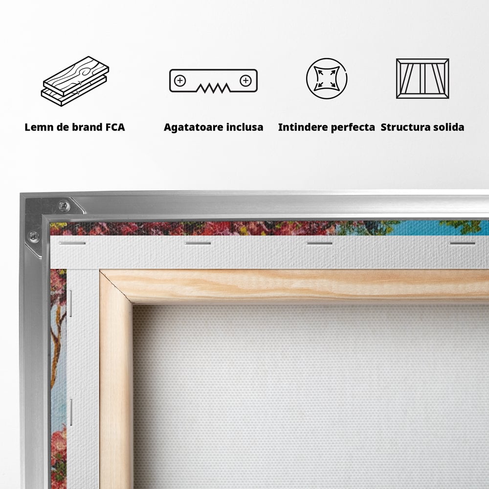 Tablou Canvas Premium LuxCanva® A1237, Copacul Cu Flori , Decorativ, Living, Arbore, Mare, Alee, Casa, Flori, Dormitor, Culori Vibrante
