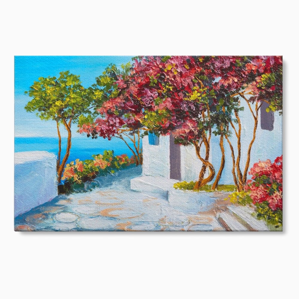 Tablou Canvas Premium LuxCanva® A1237, Copacul Cu Flori , Decorativ, Living, Arbore, Mare, Alee, Casa, Flori, Dormitor, Culori Vibrante