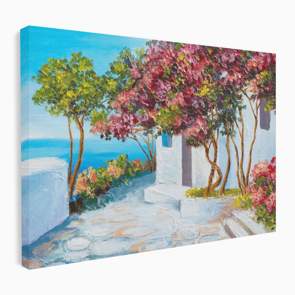 Tablou Canvas Premium LuxCanva® A1237, Copacul Cu Flori , Decorativ, Living, Arbore, Mare, Alee, Casa, Flori, Dormitor, Culori Vibrante
