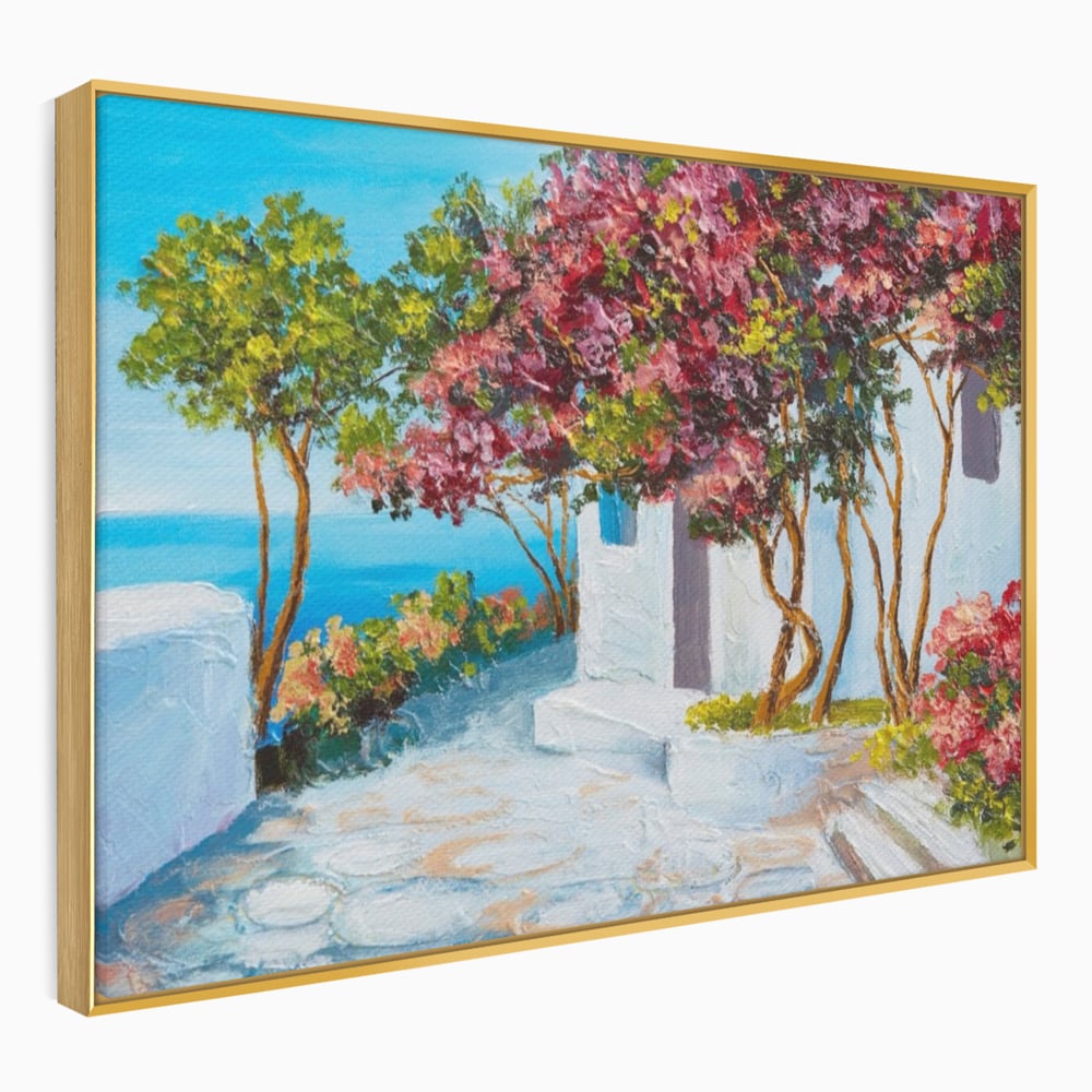 Tablou Canvas Premium LuxCanva® A1237, Copacul Cu Flori , Decorativ, Living, Arbore, Mare, Alee, Casa, Flori, Dormitor, Culori Vibrante