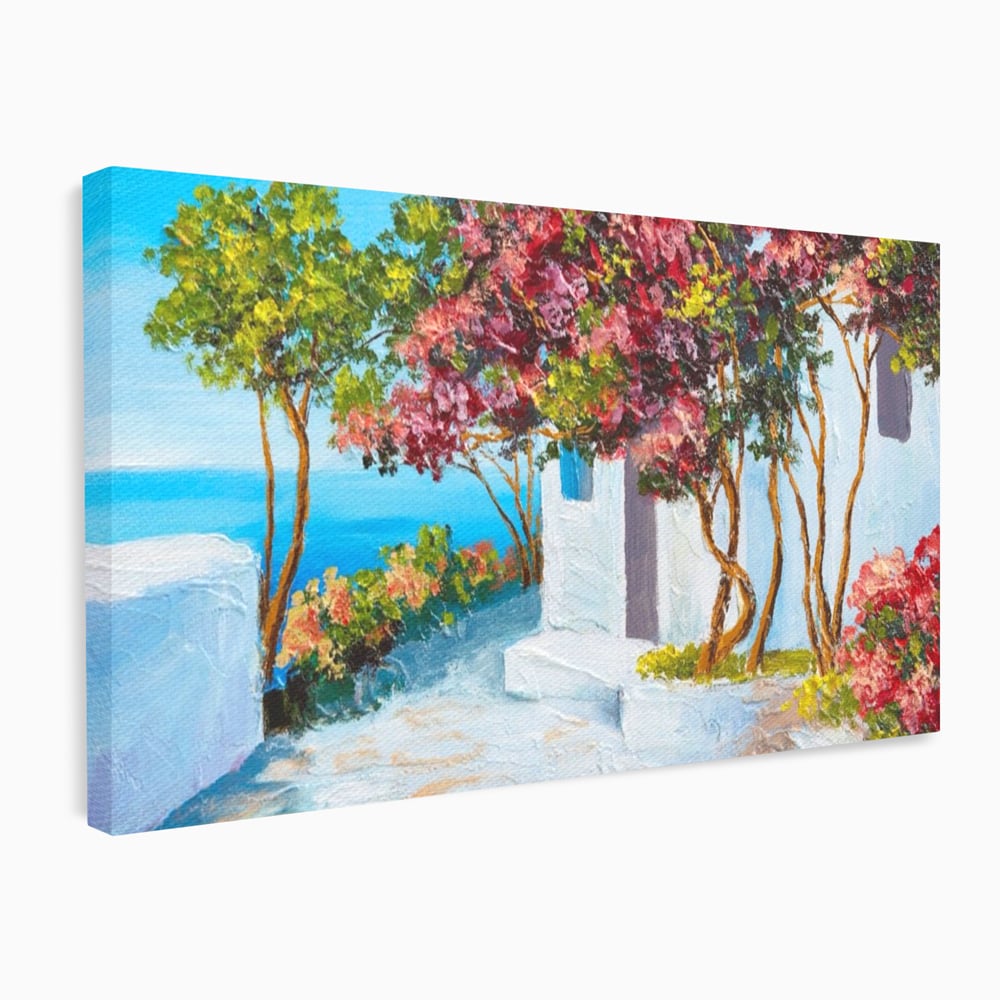 Tablou Canvas Premium LuxCanva® A1237, Copacul Cu Flori , Decorativ, Living, Arbore, Mare, Alee, Casa, Flori, Dormitor, Culori Vibrante