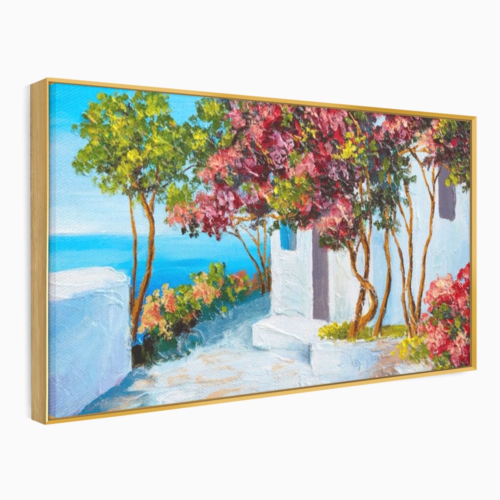 Tablou Canvas Premium LuxCanva® A1237, Copacul Cu Flori , Decorativ, Living, Arbore, Mare, Alee, Casa, Flori, Dormitor, Culori Vibrante