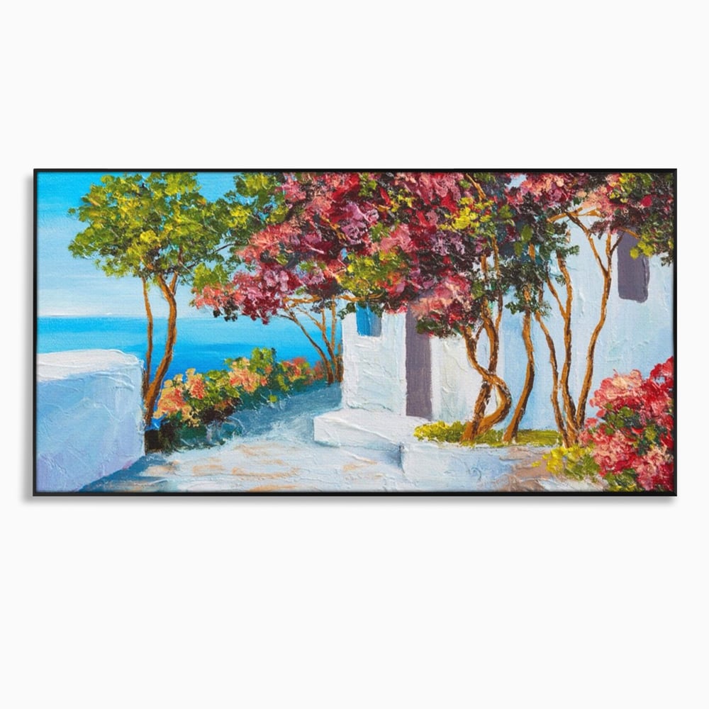 Tablou Canvas Premium LuxCanva® A1237, Copacul Cu Flori , Decorativ, Living, Arbore, Mare, Alee, Casa, Flori, Dormitor, Culori Vibrante