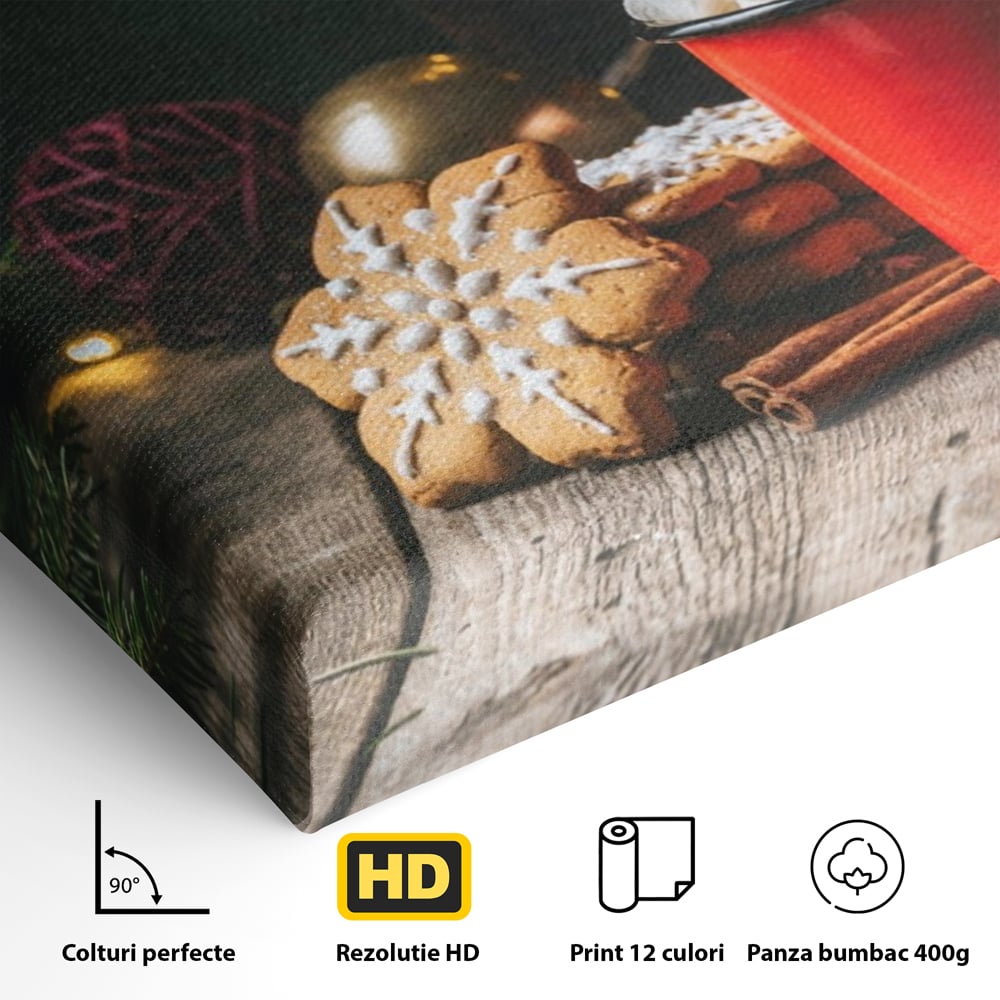 Tablou Canvas Premium LuxCanva® A1238, Christmas Gingerbread , Decorativ, Living, Turta Dulce, Bezele, Biscuiti, Sarbatoare, Dormitor, Culori Vibrante