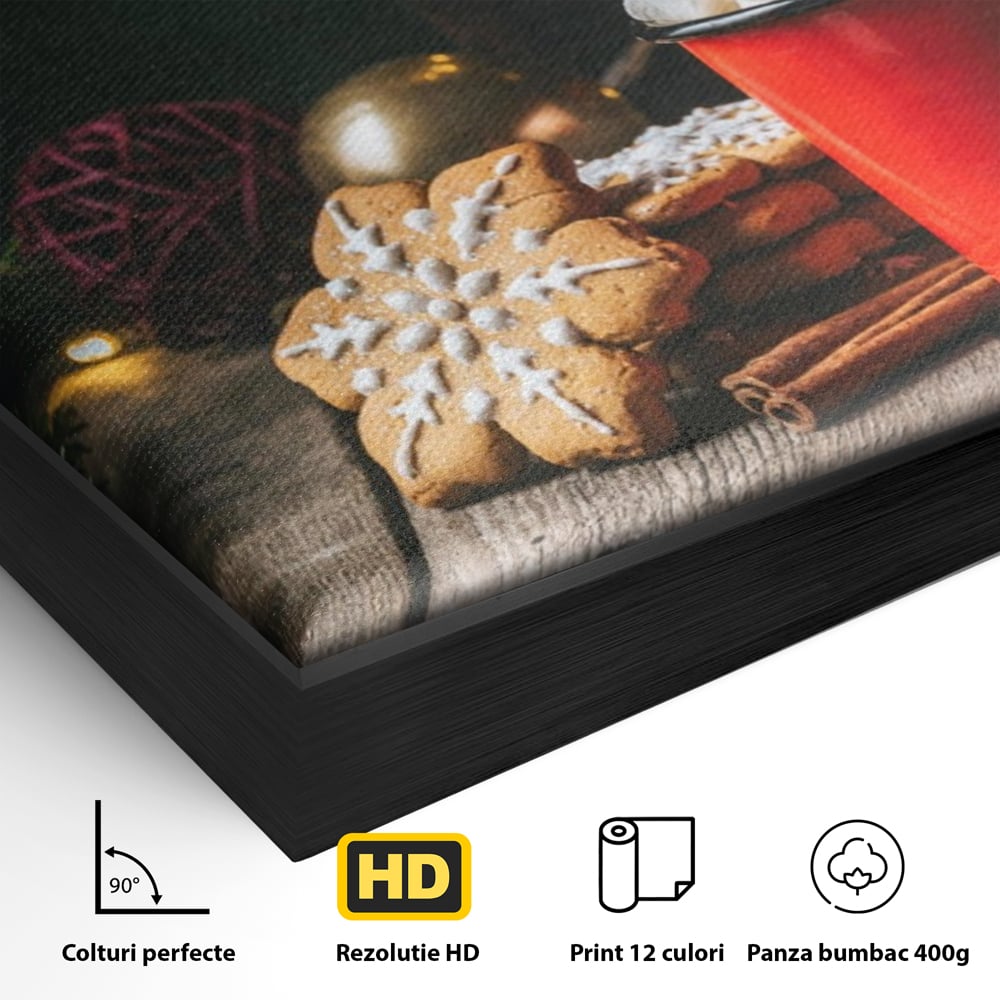 Tablou Canvas Premium LuxCanva® A1238, Christmas Gingerbread , Decorativ, Living, Turta Dulce, Bezele, Biscuiti, Sarbatoare, Dormitor, Culori Vibrante