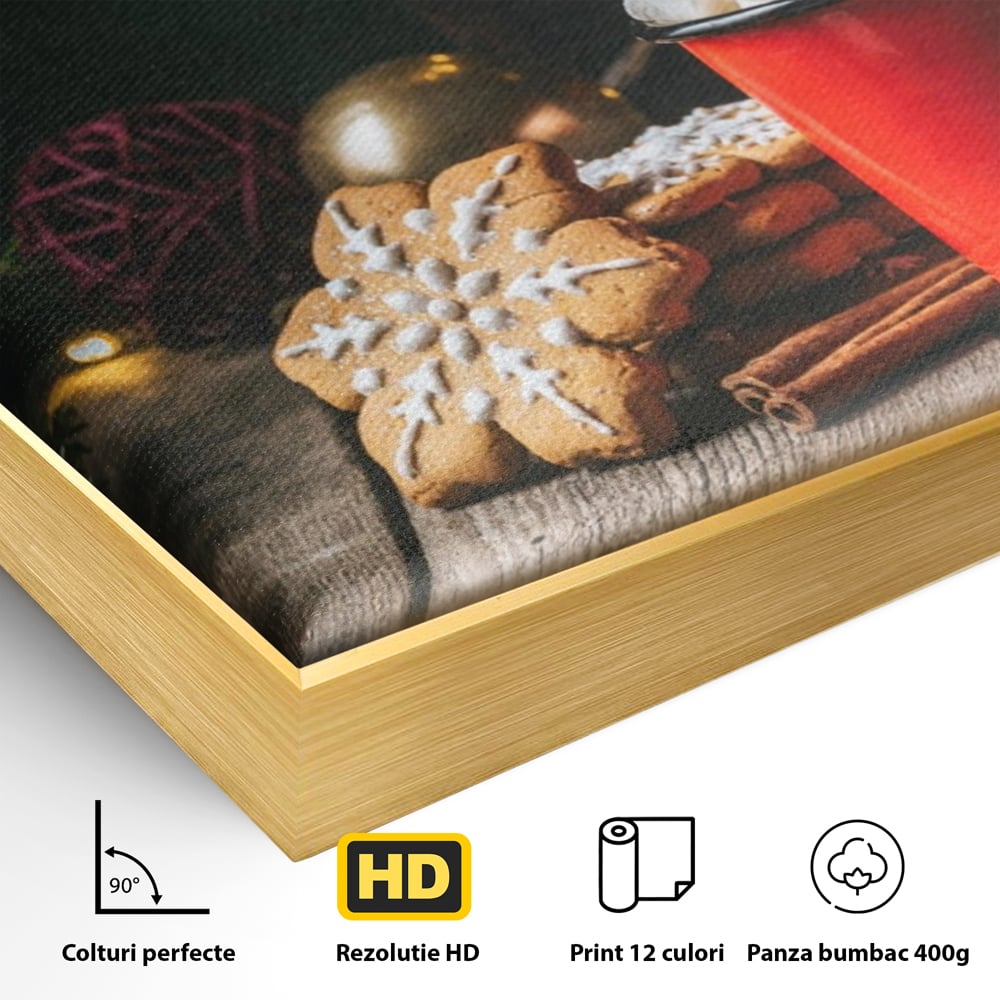 Tablou Canvas Premium LuxCanva® A1238, Christmas Gingerbread , Decorativ, Living, Turta Dulce, Bezele, Biscuiti, Sarbatoare, Dormitor, Culori Vibrante