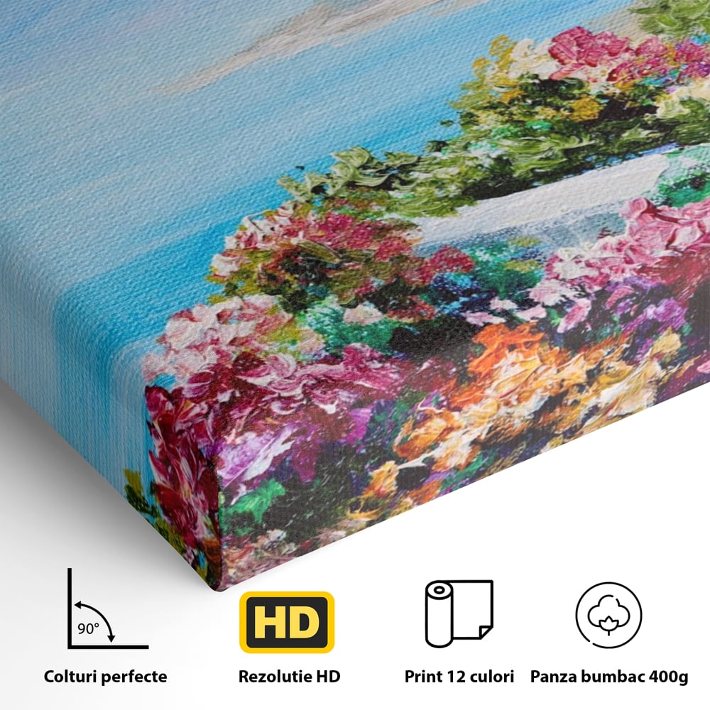 Tablou Canvas Premium LuxCanva® A1239, Flori La Malul Marii , Decorativ, Living, Peisaj, Flori, Mare, Munte, Dormitor, Culori Vibrante