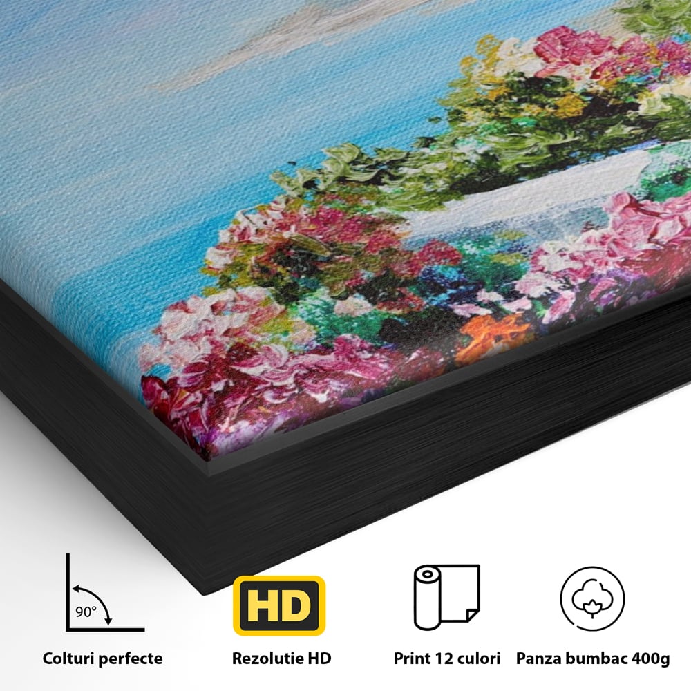 Tablou Canvas Premium LuxCanva® A1239, Flori La Malul Marii , Decorativ, Living, Peisaj, Flori, Mare, Munte, Dormitor, Culori Vibrante