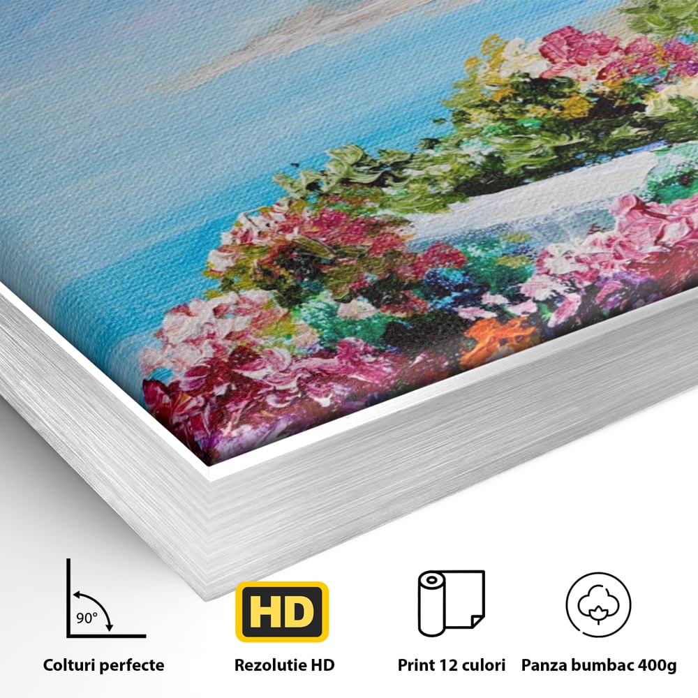 Tablou Canvas Premium LuxCanva® A1239, Flori La Malul Marii , Decorativ, Living, Peisaj, Flori, Mare, Munte, Dormitor, Culori Vibrante