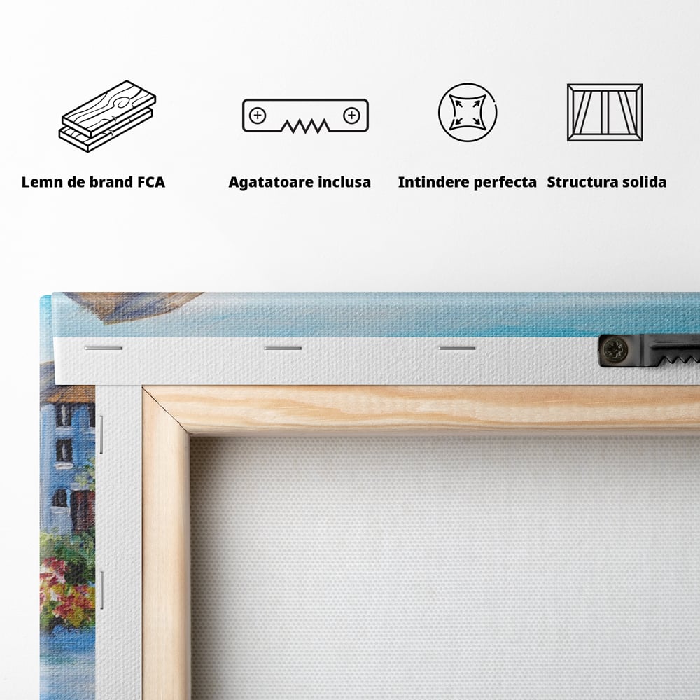 Tablou Canvas Premium LuxCanva® A1239, Flori La Malul Marii , Decorativ, Living, Peisaj, Flori, Mare, Munte, Dormitor, Culori Vibrante