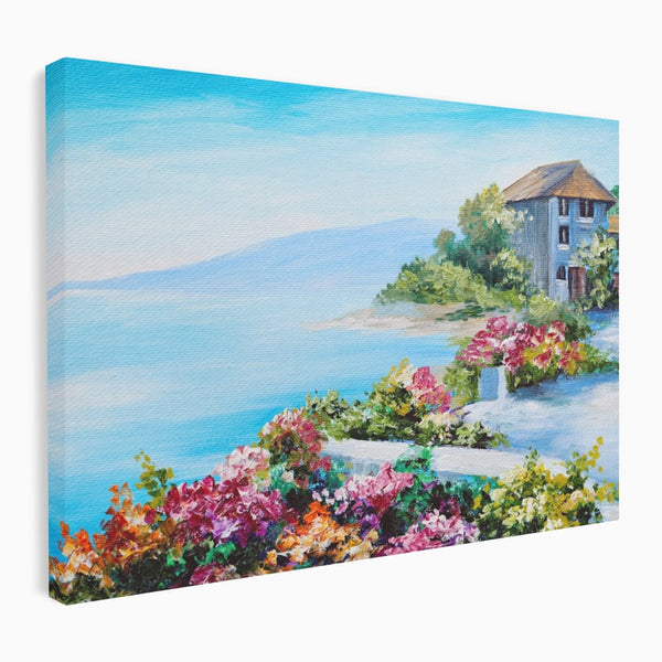 Tablou Canvas Premium LuxCanva® A1239, Flori La Malul Marii , Decorativ, Living, Peisaj, Flori, Mare, Munte, Dormitor, Culori Vibrante