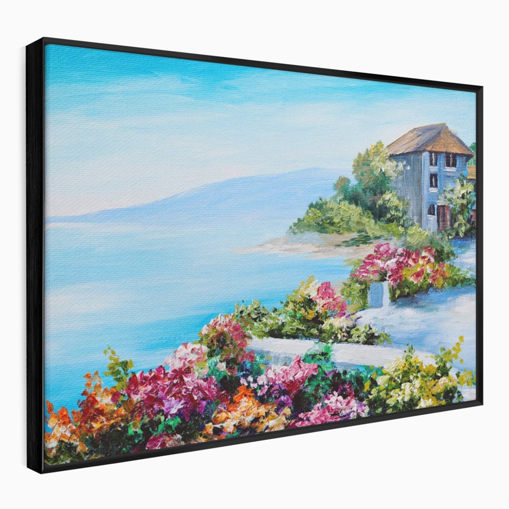 Tablou Canvas Premium LuxCanva® A1239, Flori La Malul Marii , Decorativ, Living, Peisaj, Flori, Mare, Munte, Dormitor, Culori Vibrante