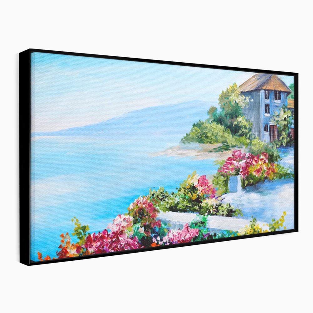 Tablou Canvas Premium LuxCanva® A1239, Flori La Malul Marii , Decorativ, Living, Peisaj, Flori, Mare, Munte, Dormitor, Culori Vibrante
