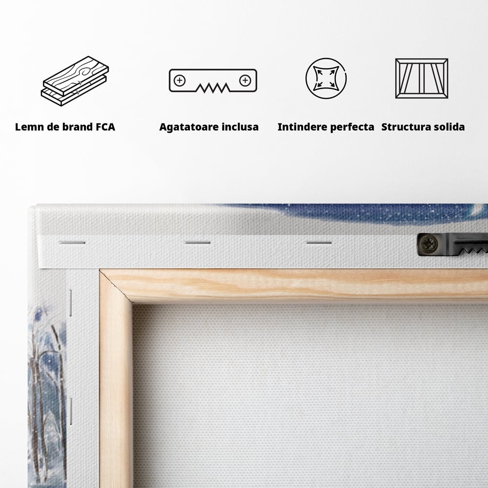 Tablou Canvas Premium LuxCanva® A1240, Peisaj De Poveste , Decorativ, Living, Peisaj, Zapada, Casa, Brad, Iarna, Dormitor, Culori Vibrante