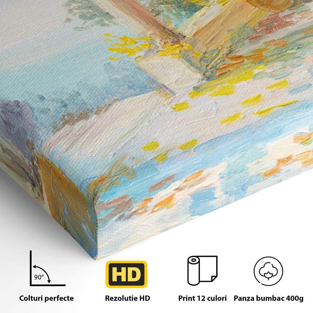 Tablou Canvas Premium LuxCanva® A1241, Priveliste La Mare , Decorativ, Living, Peisaj, Flori, Mare, Copaci, Dormitor, Culori Vibrante