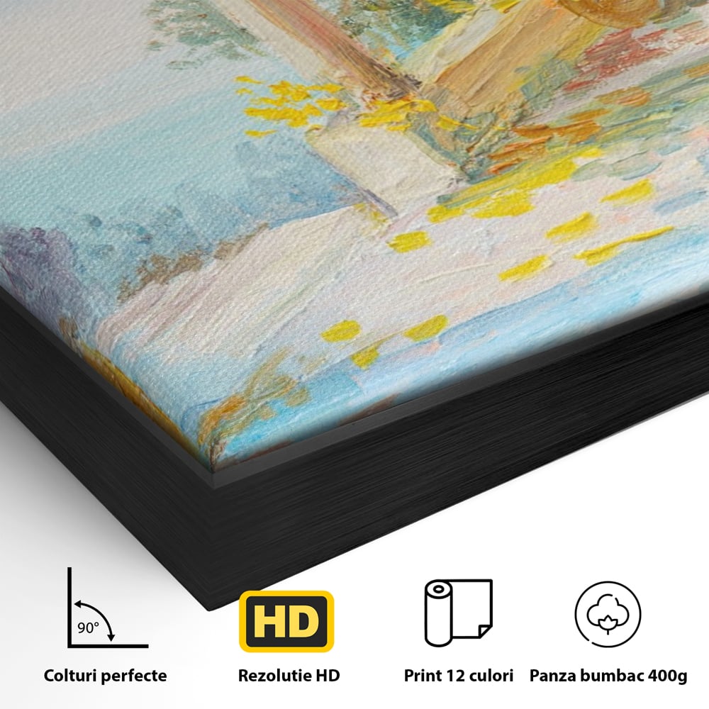 Tablou Canvas Premium LuxCanva® A1241, Priveliste La Mare , Decorativ, Living, Peisaj, Flori, Mare, Copaci, Dormitor, Culori Vibrante
