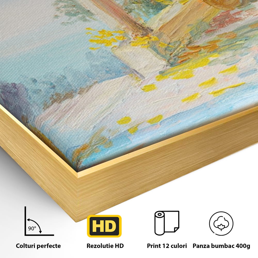Tablou Canvas Premium LuxCanva® A1241, Priveliste La Mare , Decorativ, Living, Peisaj, Flori, Mare, Copaci, Dormitor, Culori Vibrante