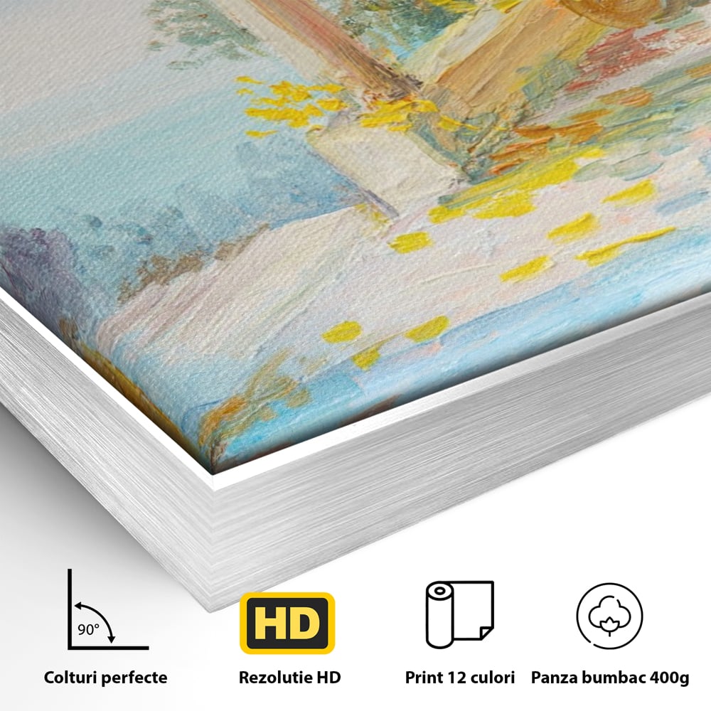 Tablou Canvas Premium LuxCanva® A1241, Priveliste La Mare , Decorativ, Living, Peisaj, Flori, Mare, Copaci, Dormitor, Culori Vibrante