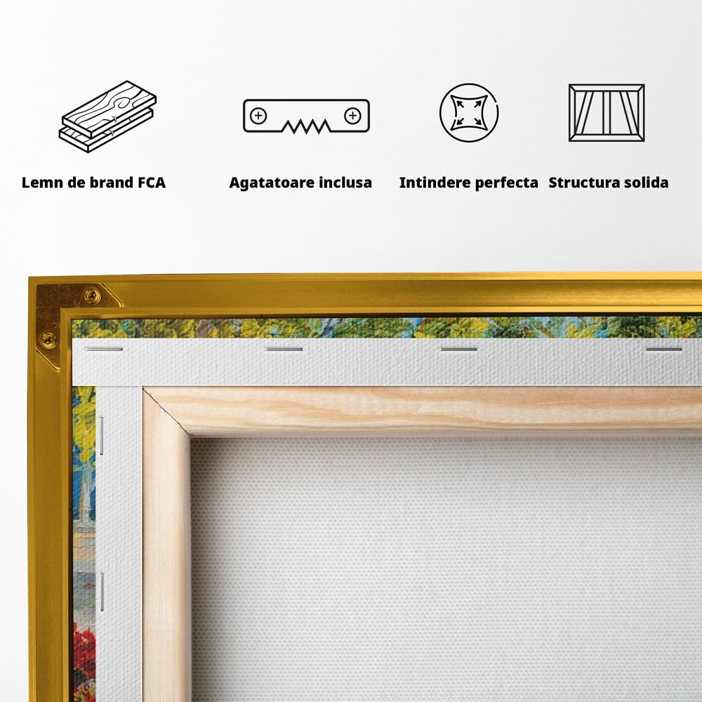 Tablou Canvas Premium LuxCanva® A1241, Priveliste La Mare , Decorativ, Living, Peisaj, Flori, Mare, Copaci, Dormitor, Culori Vibrante