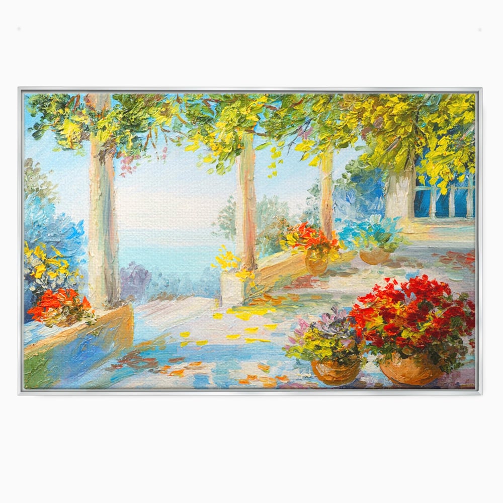 Tablou Canvas Premium LuxCanva® A1241, Priveliste La Mare , Decorativ, Living, Peisaj, Flori, Mare, Copaci, Dormitor, Culori Vibrante