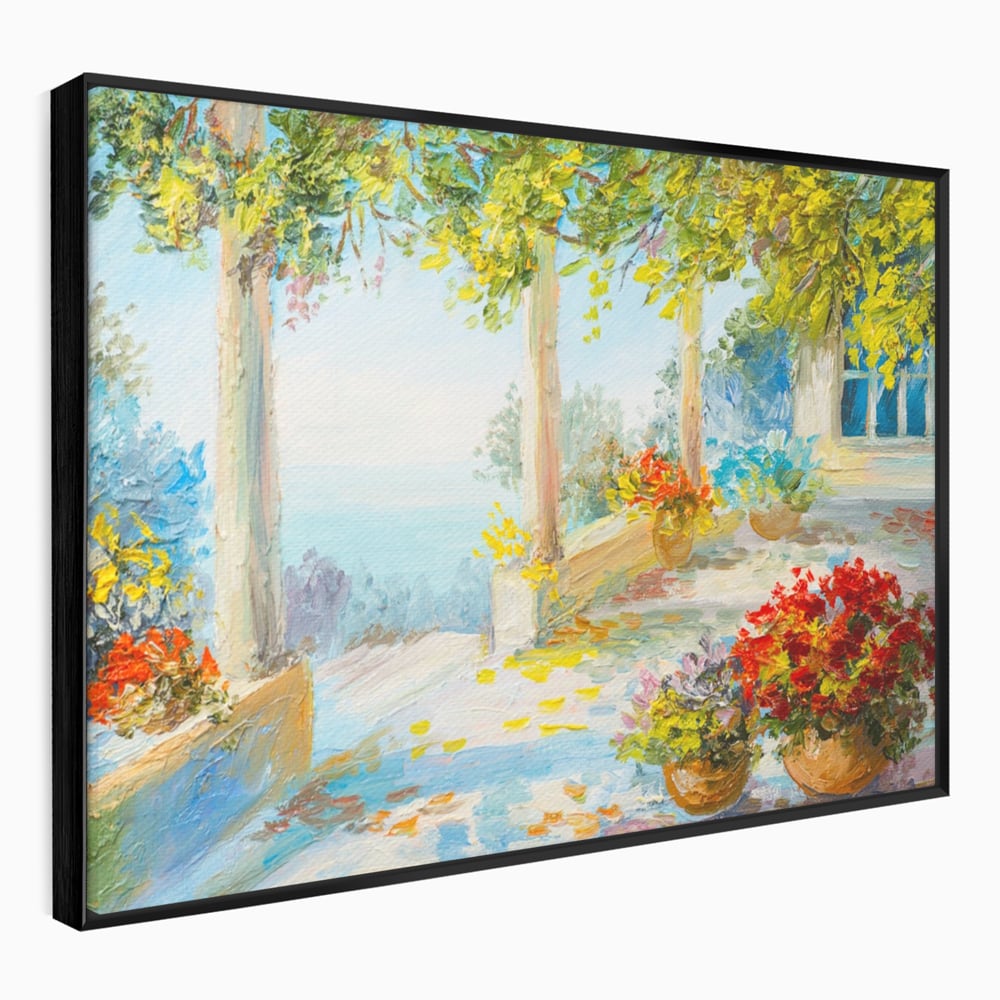 Tablou Canvas Premium LuxCanva® A1241, Priveliste La Mare , Decorativ, Living, Peisaj, Flori, Mare, Copaci, Dormitor, Culori Vibrante