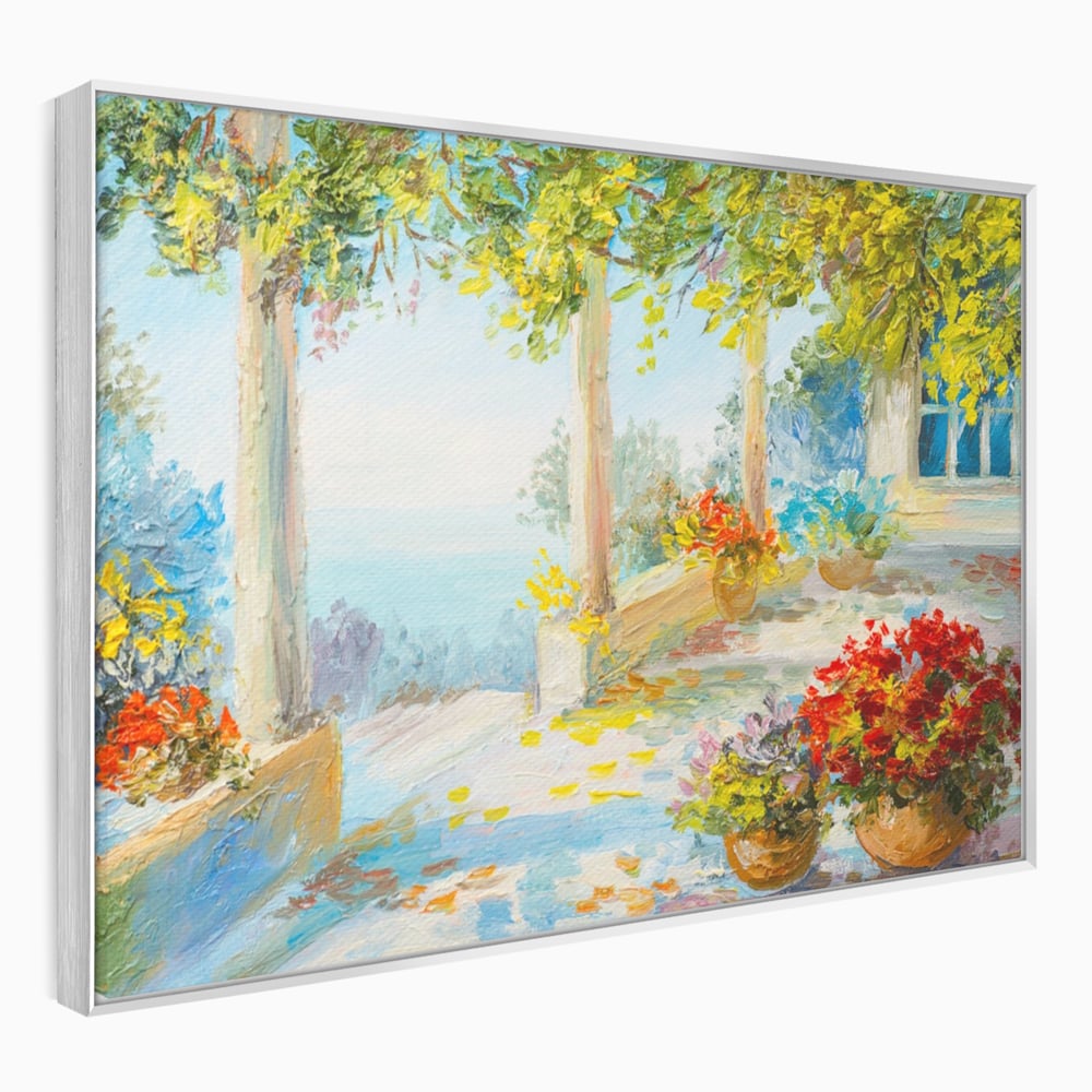 Tablou Canvas Premium LuxCanva® A1241, Priveliste La Mare , Decorativ, Living, Peisaj, Flori, Mare, Copaci, Dormitor, Culori Vibrante